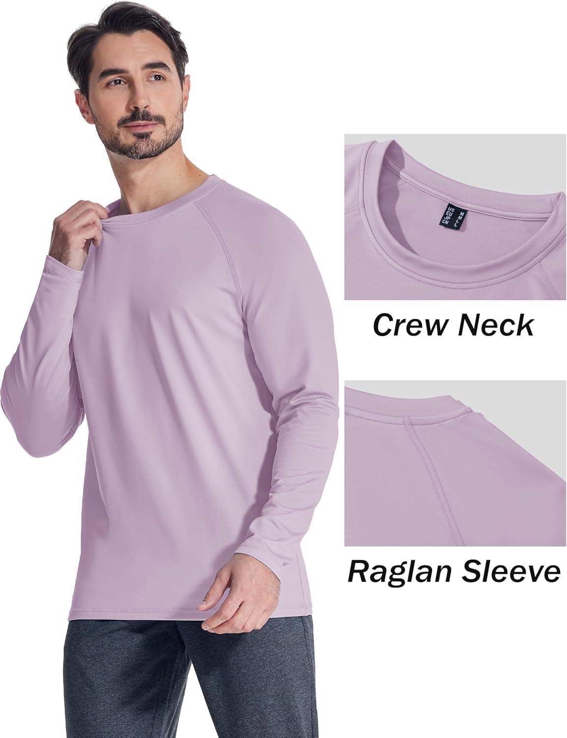 imageMAGCOMSEN Mens Thermal Shirt Fleece Lined Long Sleeve Athletic Base Layer Workout TopLight Purple