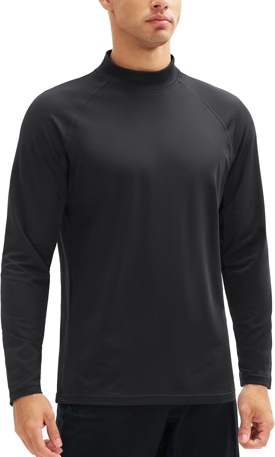 imageMAGCOMSEN Mens Thermal Shirt Fleece Lined Long Sleeve Undershirts Athletic Warm Base Layer Winter TopBlack