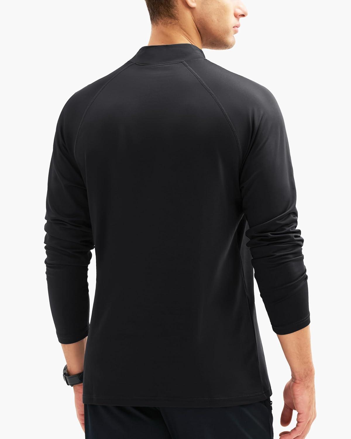imageMAGCOMSEN Mens Thermal Shirt Fleece Lined Long Sleeve Undershirts Athletic Warm Base Layer Winter TopBlack