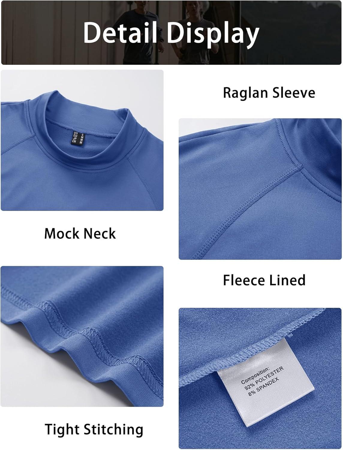 imageMAGCOMSEN Mens Thermal Shirt Fleece Lined Long Sleeve Undershirts Athletic Warm Base Layer Winter TopBlue Grey