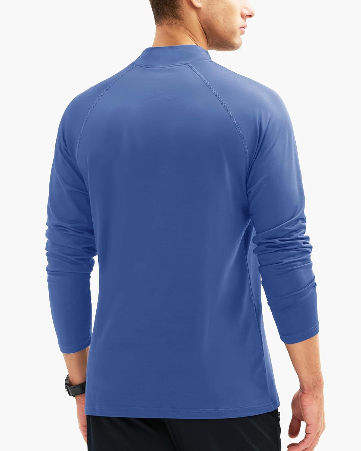 imageMAGCOMSEN Mens Thermal Shirt Fleece Lined Long Sleeve Undershirts Athletic Warm Base Layer Winter TopBlue Grey