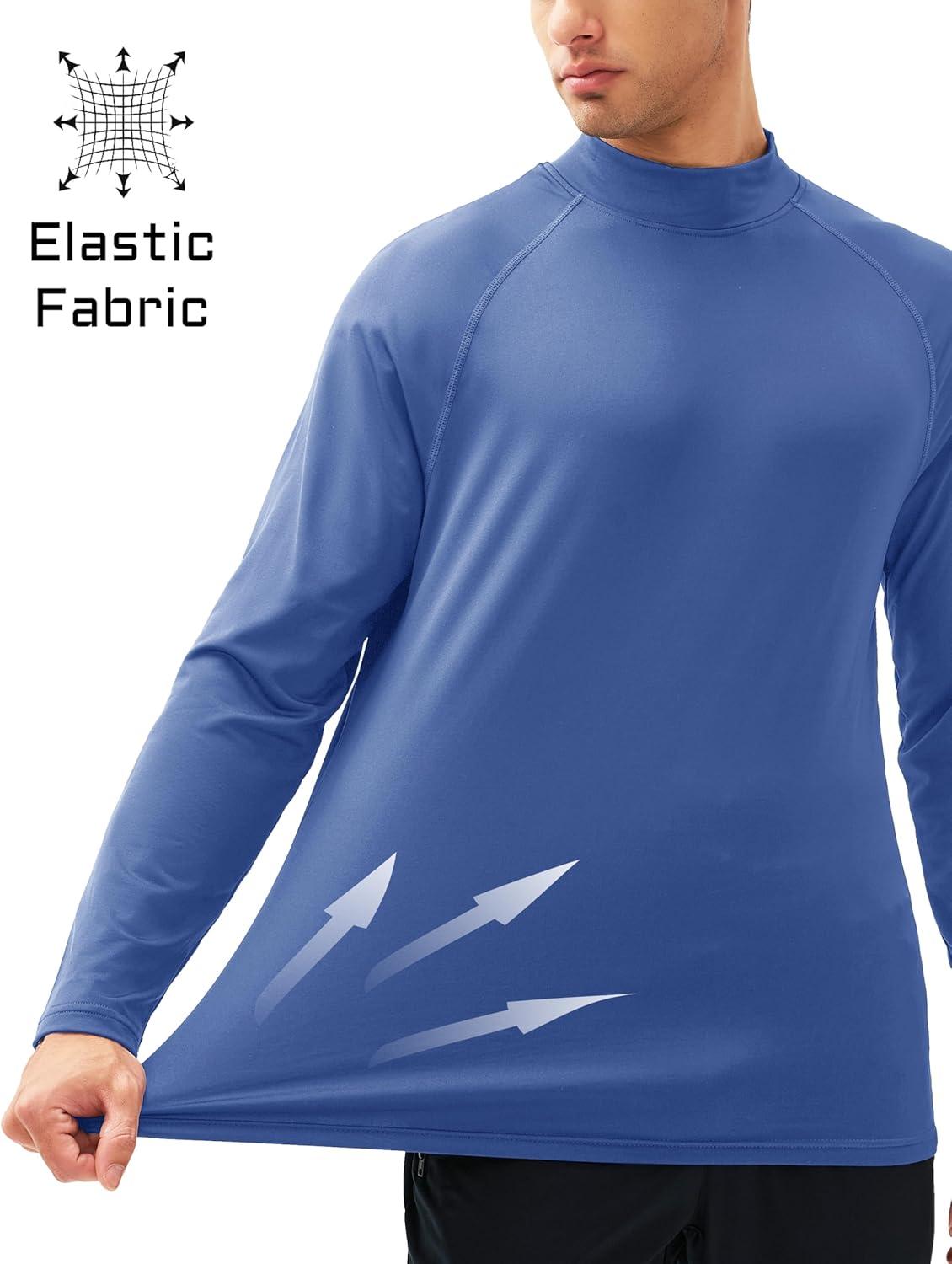 imageMAGCOMSEN Mens Thermal Shirt Fleece Lined Long Sleeve Undershirts Athletic Warm Base Layer Winter TopBlue Grey