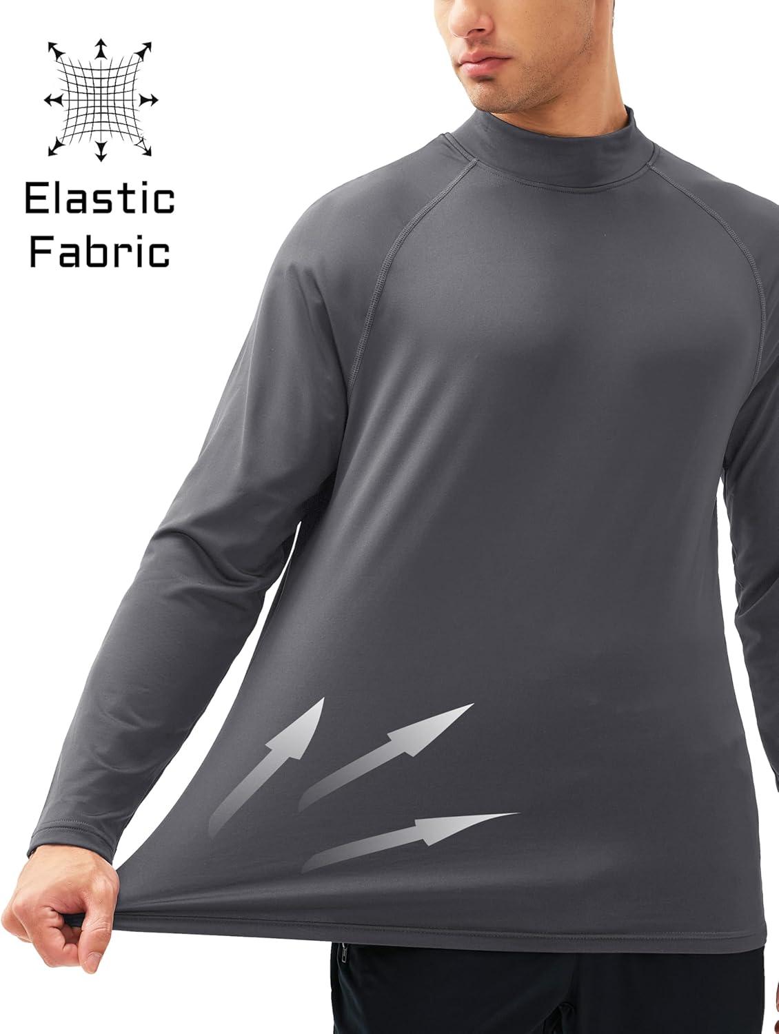 imageMAGCOMSEN Mens Thermal Shirt Fleece Lined Long Sleeve Undershirts Athletic Warm Base Layer Winter TopDark Grey