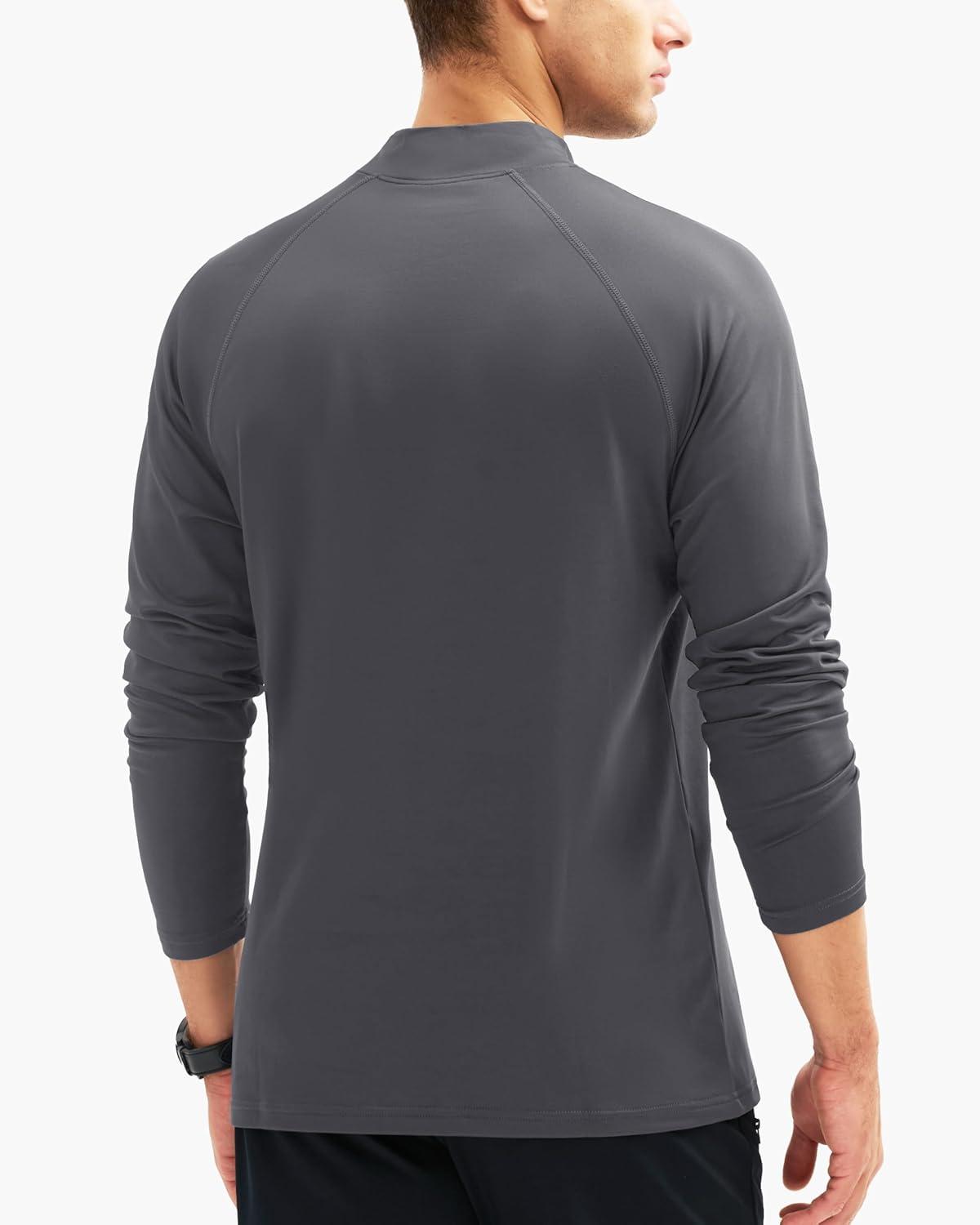 imageMAGCOMSEN Mens Thermal Shirt Fleece Lined Long Sleeve Undershirts Athletic Warm Base Layer Winter TopDark Grey