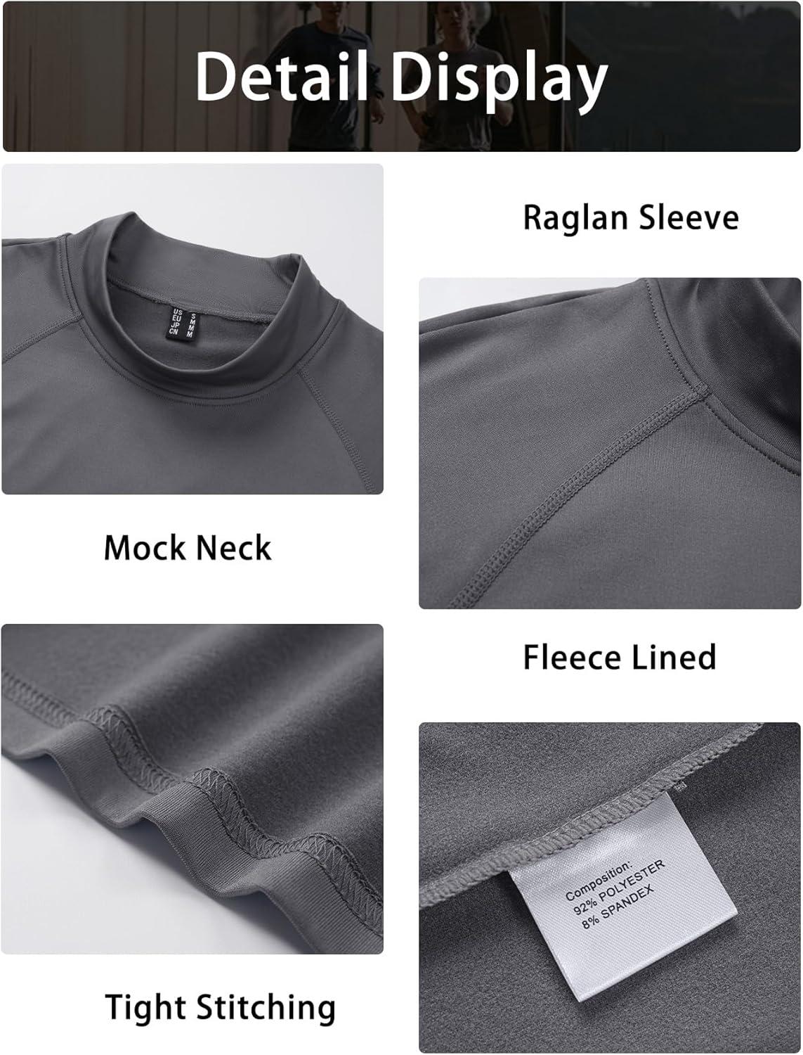 imageMAGCOMSEN Mens Thermal Shirt Fleece Lined Long Sleeve Undershirts Athletic Warm Base Layer Winter TopDark Grey