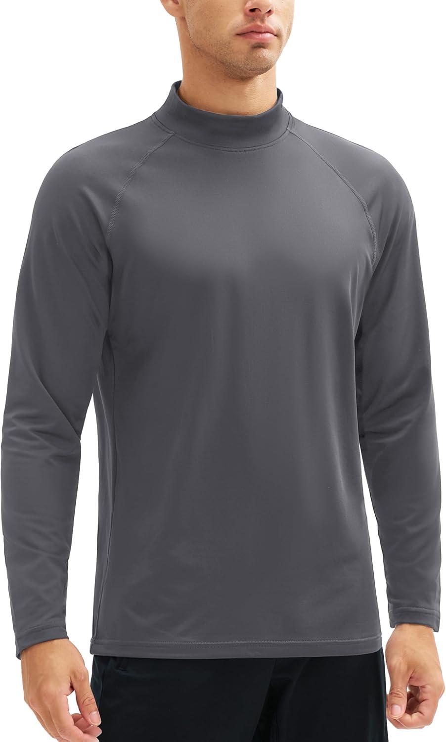 imageMAGCOMSEN Mens Thermal Shirt Fleece Lined Long Sleeve Undershirts Athletic Warm Base Layer Winter TopDark Grey
