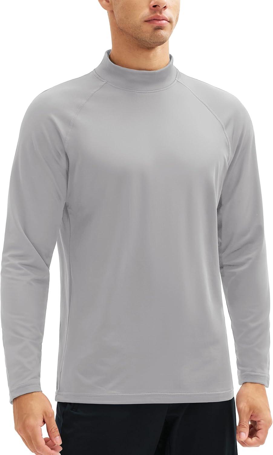 imageMAGCOMSEN Mens Thermal Shirt Fleece Lined Long Sleeve Undershirts Athletic Warm Base Layer Winter TopLight Grey