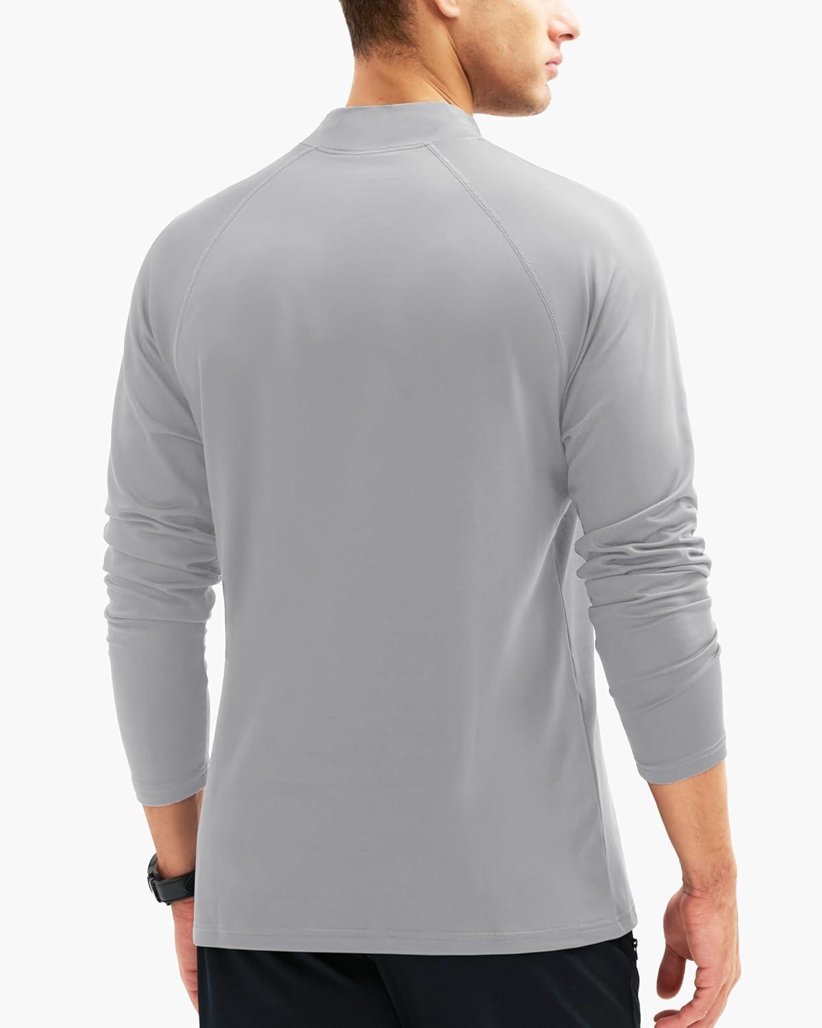 imageMAGCOMSEN Mens Thermal Shirt Fleece Lined Long Sleeve Undershirts Athletic Warm Base Layer Winter TopLight Grey