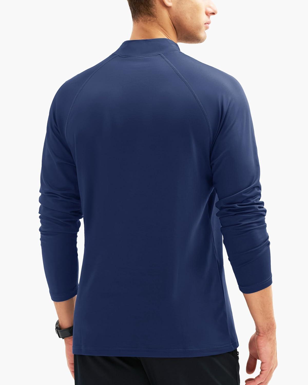 imageMAGCOMSEN Mens Thermal Shirt Fleece Lined Long Sleeve Undershirts Athletic Warm Base Layer Winter TopNavy