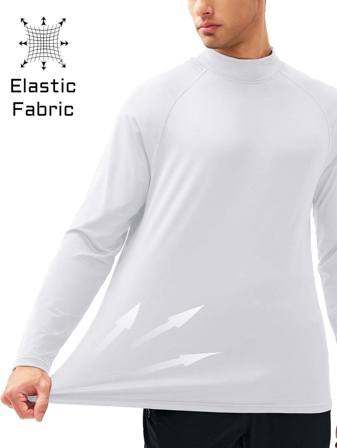 imageMAGCOMSEN Mens Thermal Shirt Fleece Lined Long Sleeve Undershirts Athletic Warm Base Layer Winter TopWhite