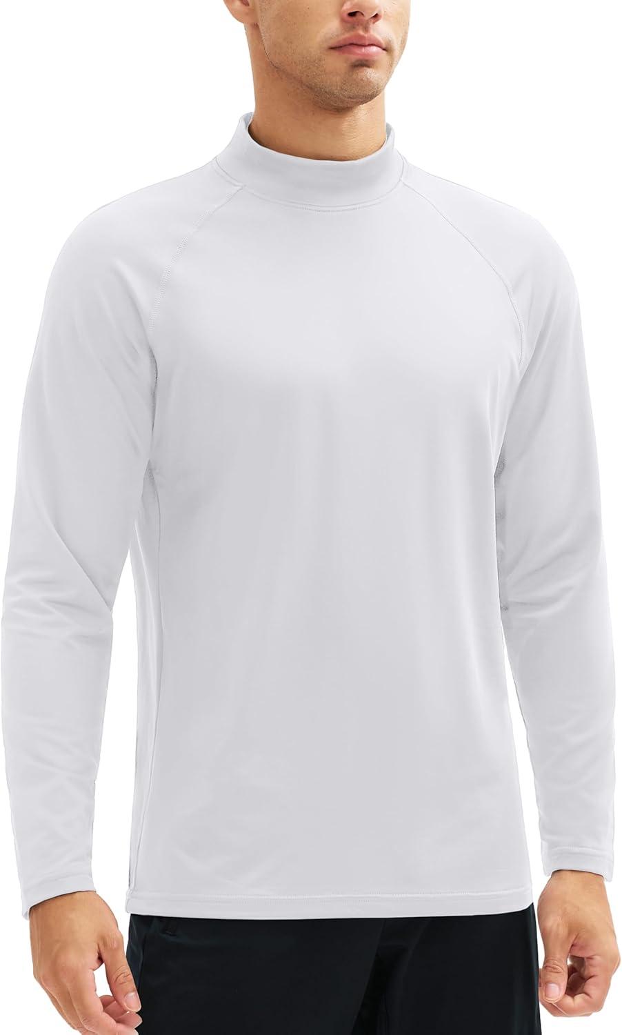 imageMAGCOMSEN Mens Thermal Shirt Fleece Lined Long Sleeve Undershirts Athletic Warm Base Layer Winter TopWhite