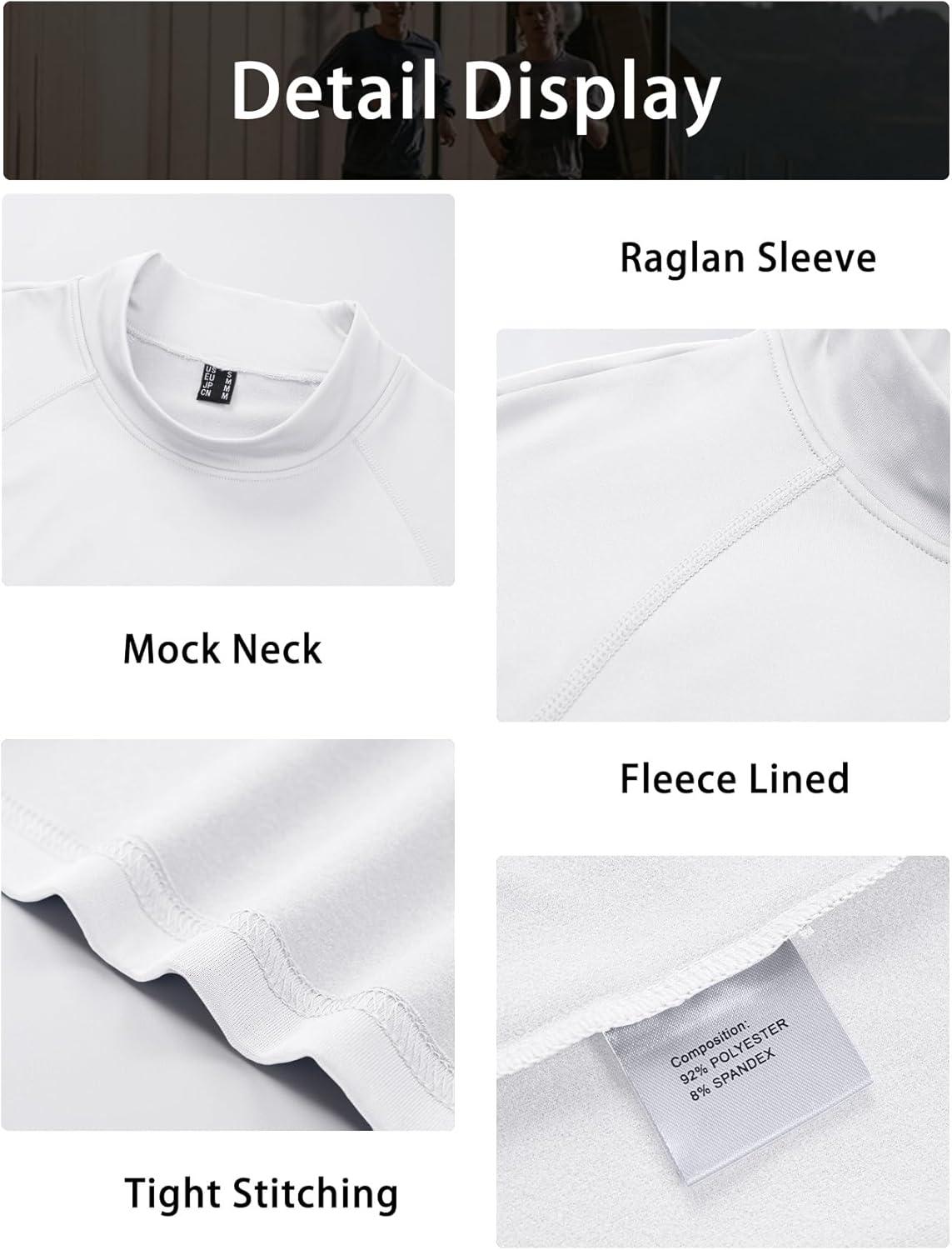 imageMAGCOMSEN Mens Thermal Shirt Fleece Lined Long Sleeve Undershirts Athletic Warm Base Layer Winter TopWhite
