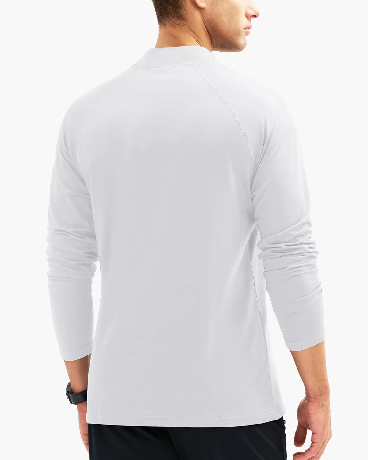 imageMAGCOMSEN Mens Thermal Shirt Fleece Lined Long Sleeve Undershirts Athletic Warm Base Layer Winter TopWhite