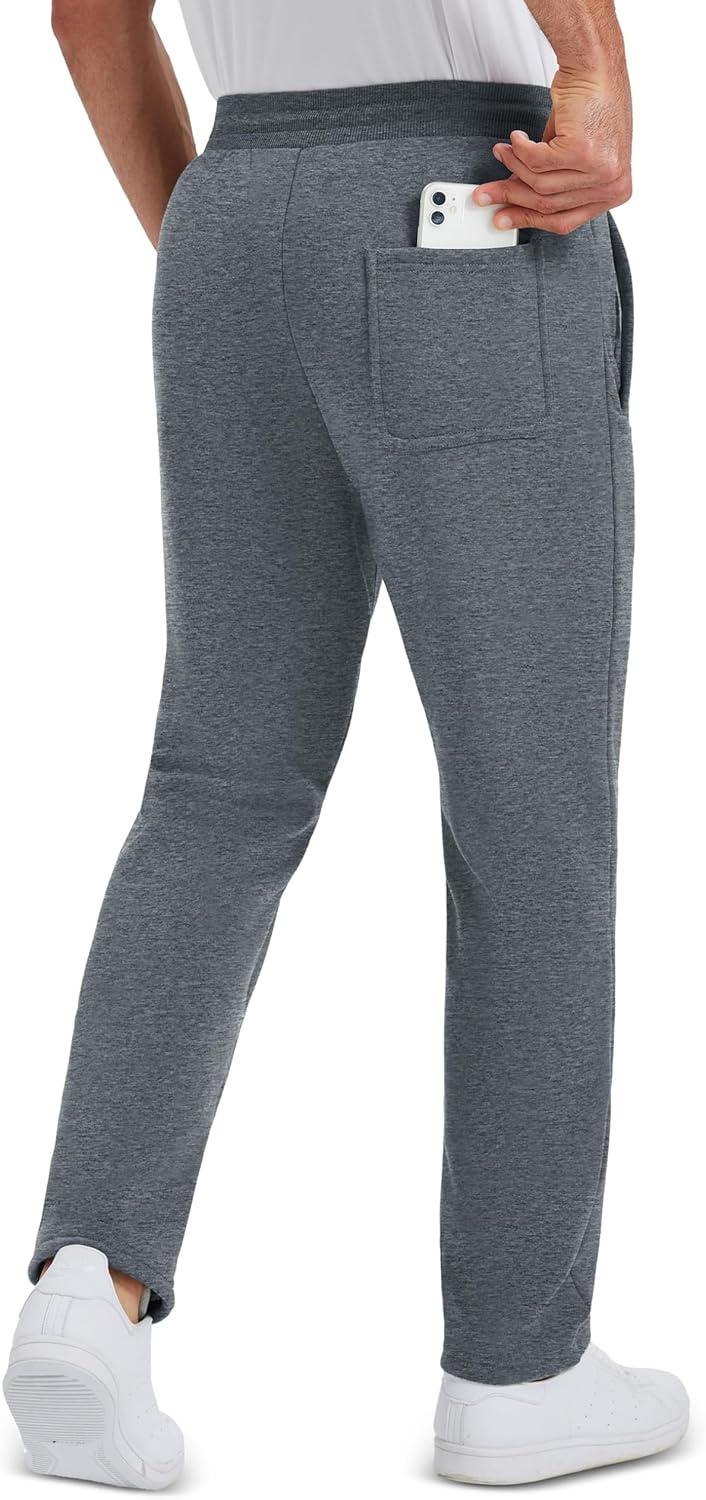 imageMAGCOMSEN Mens Winter Fleece Pants Sherpa Lined Sweatpants Thermal Warm Thicken Pants Active Joggers with 3 PocketsDark Grey