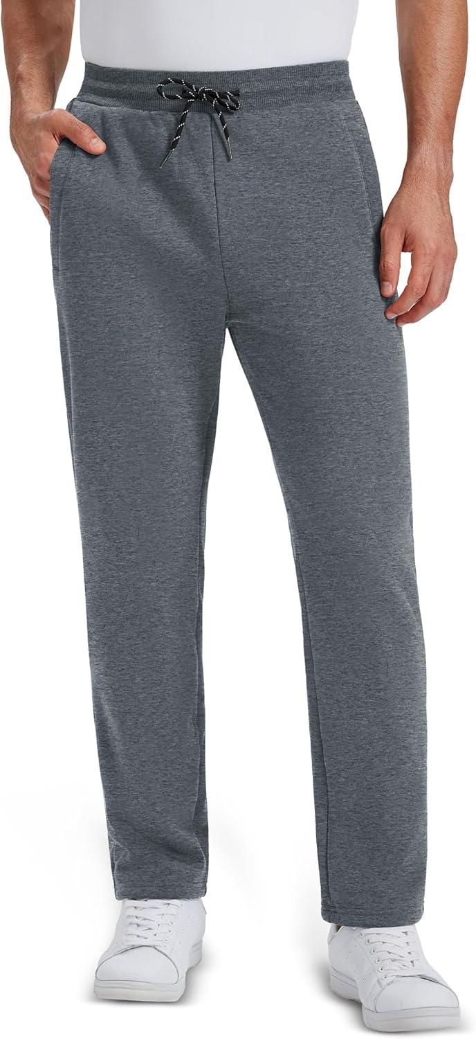 imageMAGCOMSEN Mens Winter Fleece Pants Sherpa Lined Sweatpants Thermal Warm Thicken Pants Active Joggers with 3 PocketsDark Grey