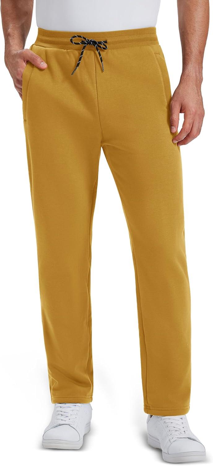 imageMAGCOMSEN Mens Winter Fleece Pants Sherpa Lined Sweatpants Thermal Warm Thicken Pants Active Joggers with 3 PocketsGinger