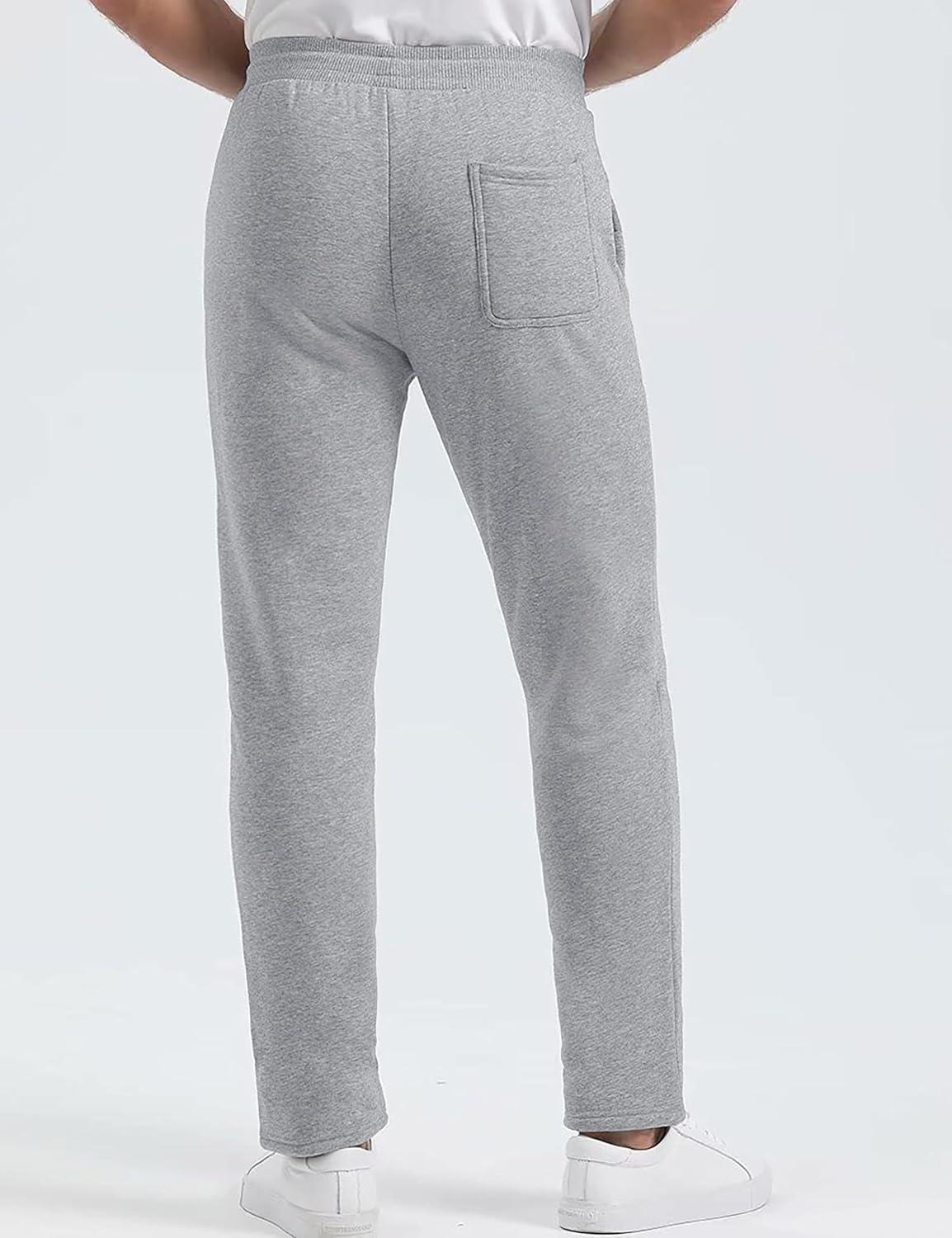 imageMAGCOMSEN Mens Winter Fleece Pants Sherpa Lined Sweatpants Thermal Warm Thicken Pants Active Joggers with 3 PocketsLight Grey
