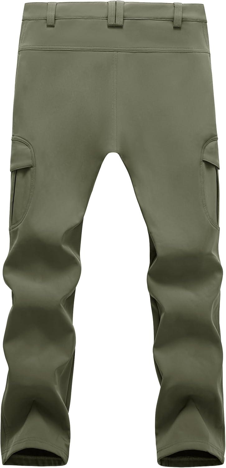 imageMAGCOMSEN Mens Winter Pants Water Resistant Fleece Lined Snowboard Ski Pants Softshell Tactical Pants with MultiPocketsArmy Green