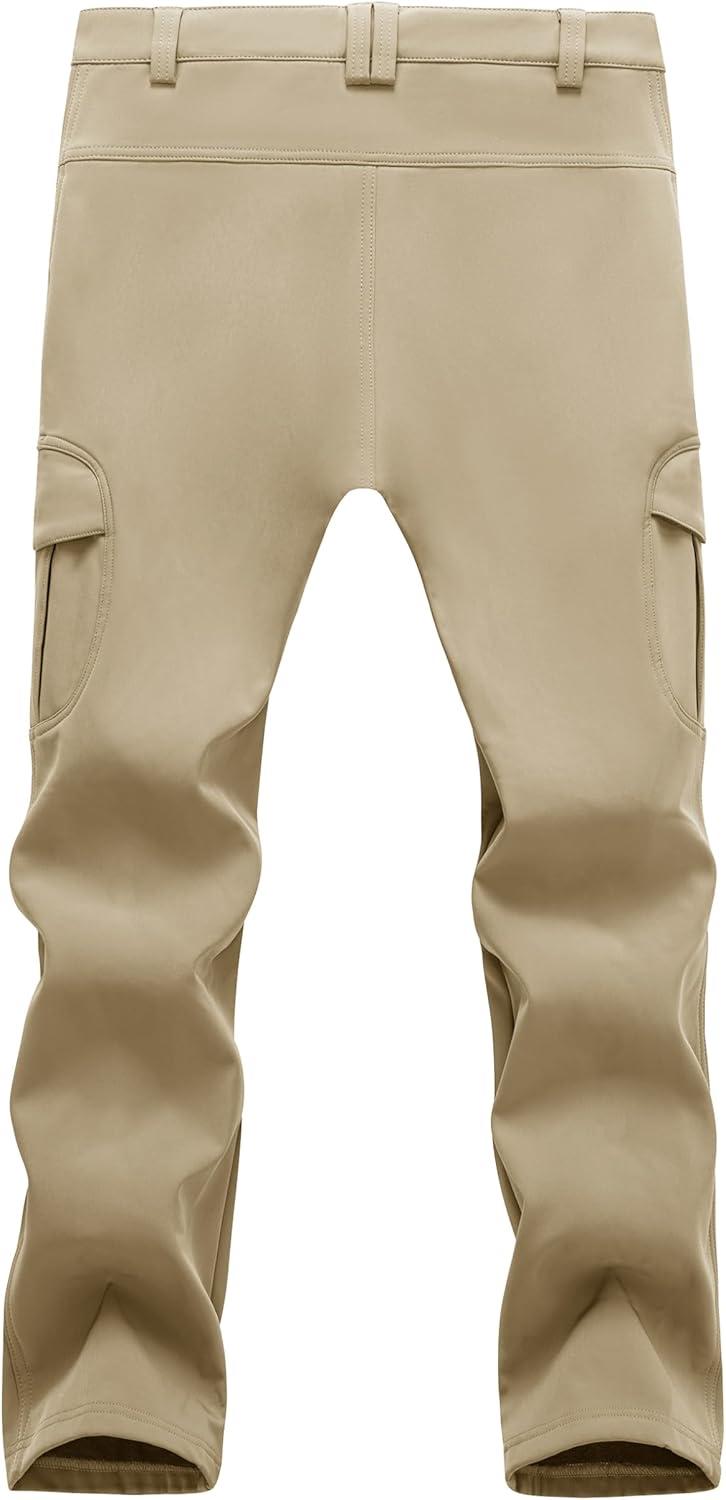 imageMAGCOMSEN Mens Winter Pants Water Resistant Fleece Lined Snowboard Ski Pants Softshell Tactical Pants with MultiPocketsKhaki