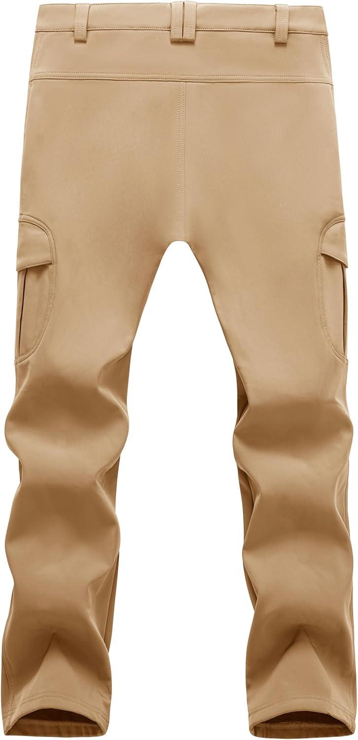 imageMAGCOMSEN Mens Winter Pants Water Resistant Fleece Lined Snowboard Ski Pants Softshell Tactical Pants with MultiPocketsSand