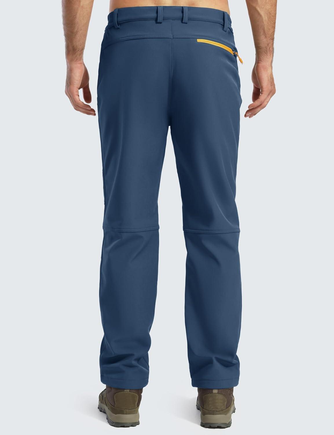 imageMAGCOMSEN Mens Winter Snow Ski Pants Fleece Lined Water Resistant Insulated Work Outdoor Hiking Snowboard Pants 4 PocketsDenim Blue