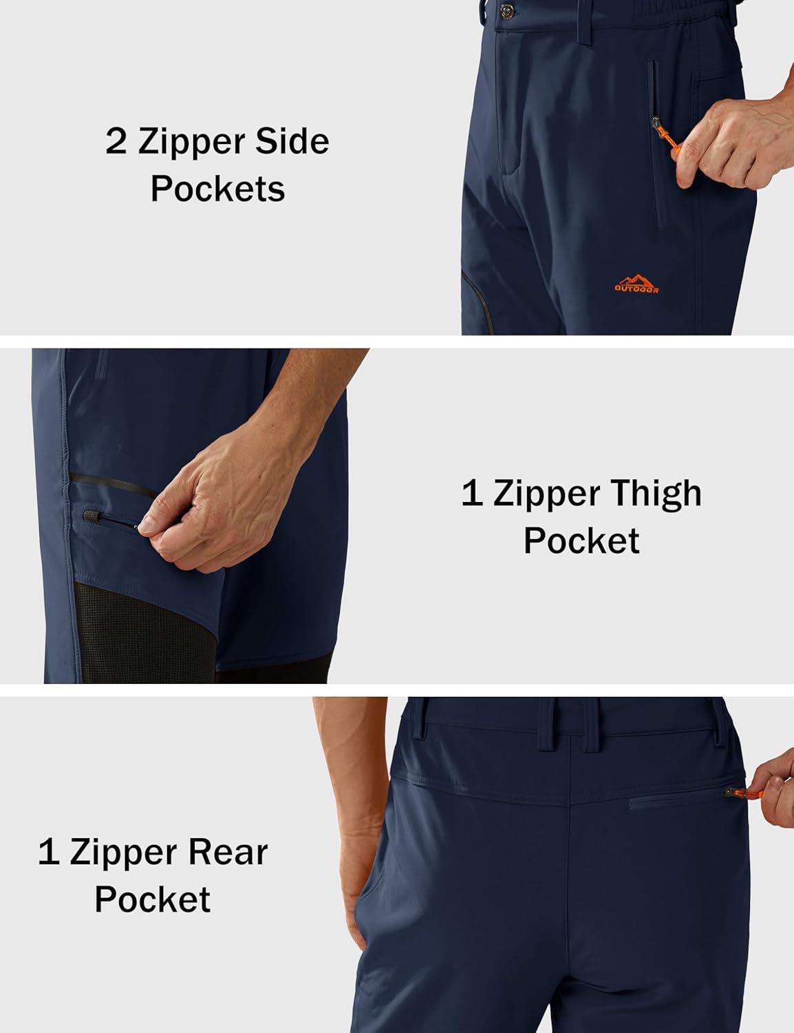 imageMAGCOMSEN Mens Winter Snow Ski Pants Fleece Lined Water Resistant Insulated Work Outdoor Hiking Snowboard Pants 4 PocketsNavy