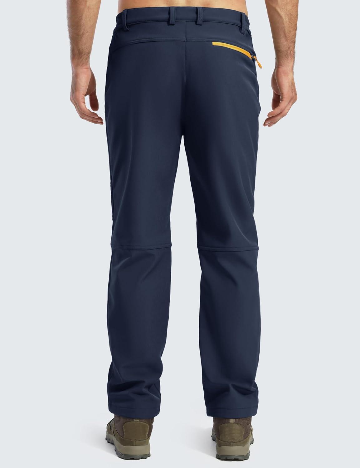 imageMAGCOMSEN Mens Winter Snow Ski Pants Fleece Lined Water Resistant Insulated Work Outdoor Hiking Snowboard Pants 4 PocketsNavy