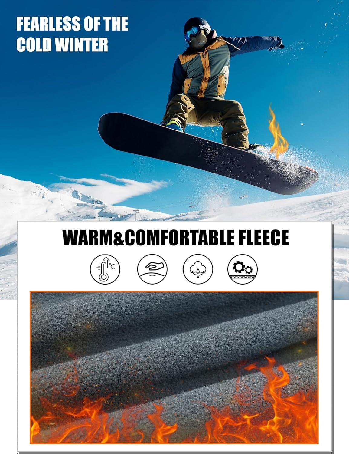 imageMAGCOMSEN Snow Pants for Men Water Resistant Fleece Lined 5 Zipper Pockets Winter Snowboard Hiking Insulated Ski PantsGrey