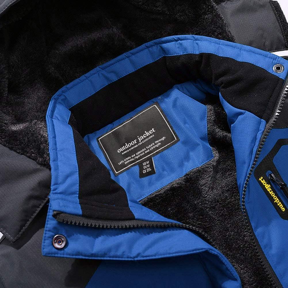 imageMountain Jackets for Men Fleece Climbing Snow Ski Jacket Winter Snowboarding Windproof Softshell Skiing Jacket Waterproof Hoodie Blue
