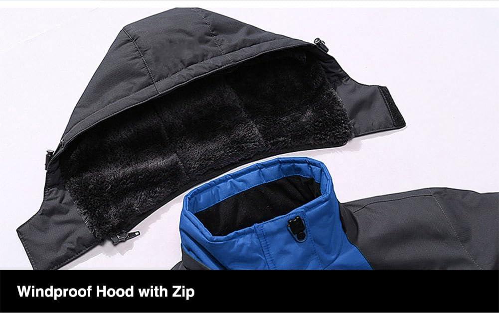 imageMountain Jackets for Men Fleece Climbing Snow Ski Jacket Winter Snowboarding Windproof Softshell Skiing Jacket Waterproof Hoodie Blue