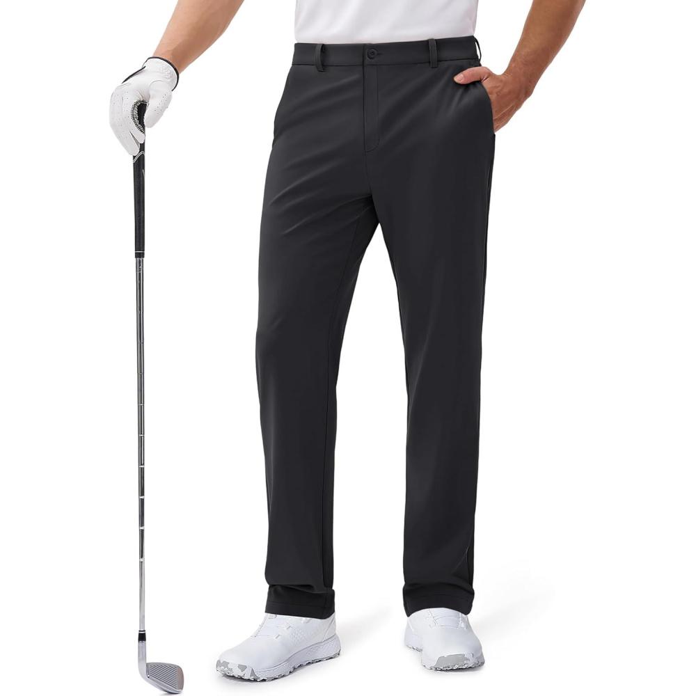 imageMAGCOMSEN Mens Golf Pants Classic Fit  30quot32quot34quot Stretch Water Resistant Quick Dry Flat Front Dress Pants with 5 PocketsBlack