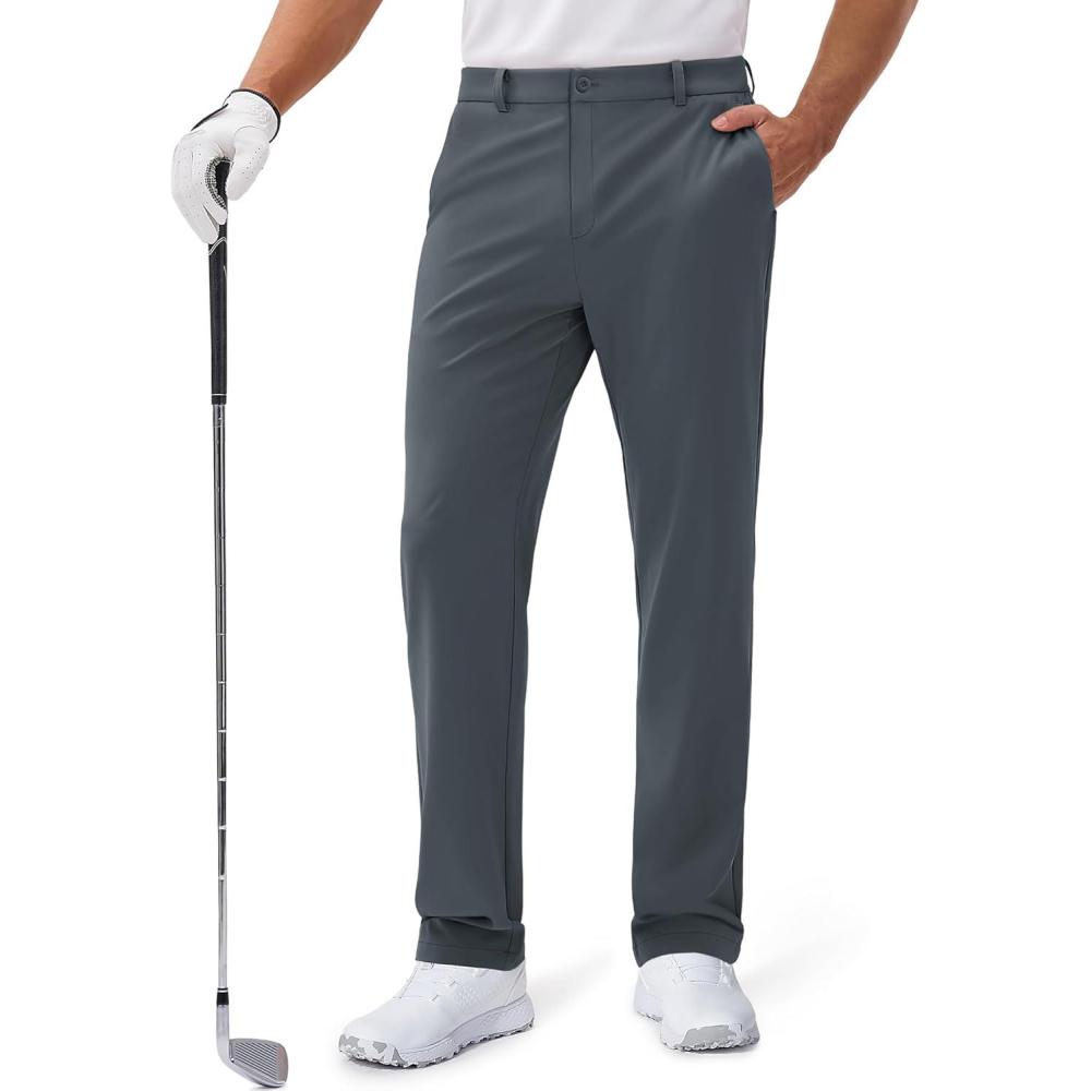 imageMAGCOMSEN Mens Golf Pants Classic Fit  30quot32quot34quot Stretch Water Resistant Quick Dry Flat Front Dress Pants with 5 PocketsDark Grey