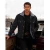 imageMAGCOMSEN Mens Corduroy Jacket Winter Sherpa Lined Warm Thick Trucker Cargo Coat with 5 PocketsBlack