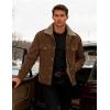 imageMAGCOMSEN Mens Corduroy Jacket Winter Sherpa Lined Warm Thick Trucker Cargo Coat with 5 PocketsBrown