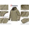 imageMAGCOMSEN Mens Jacket Tactical Performance Waterproof Softshell Jackets Fleece Lined Ski Snow Winter WindbreakerKhaki