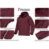 imageMAGCOMSEN Mens Jacket Tactical Performance Waterproof Softshell Jackets Fleece Lined Ski Snow Winter WindbreakerWine Red