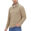 imageMAGCOMSEN Mens Shirts 14 Zip Fleece Pullover MidWeight Long Sleeve Sweatshirts Athletic ShirtsKhaki
