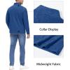 imageMAGCOMSEN Mens Shirts 14 Zip Fleece Pullover MidWeight Long Sleeve Sweatshirts Athletic ShirtsMedium Blue