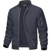 imageMAGCOMSEN Mens Bomber Jacket Lightweight Casual Windbreaker Spring Fall Zip Up Coat with 5 Pocket01 Dark Grey