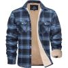 imageMAGCOMSEN Mens Flannel Shirt Fleece Lined Heavyweight Flannel Jacket Cotton Button Up Plaid Shirt Warm Winter CoatGrey Blue
