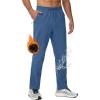 imageMAGCOMSEN Mens Fleece Lined Sweatpants with Zipper Pockets Athletic Workout Running Winter Water Resistant PantsSky Blue
