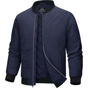 imageMAGCOMSEN Bomber Jackets for Men Winter Casual Quilted Jacket Warm Windproof Padded Jackets Zip Up CoatsNavy