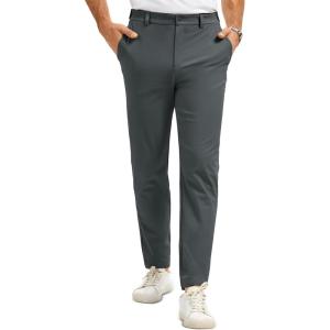 imageMAGCOMSEN Mens Casual Pants Straight Legs Flat Front Pants Waterproof Stretch Waist Trousers for GolfDark Grey