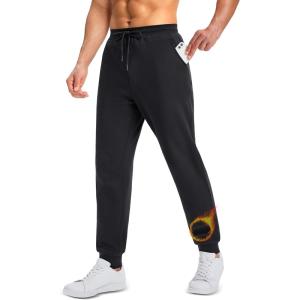 imageMAGCOMSEN Mens Fleece Joggers Winter Thermal Warm Pants Thicken Fleece Lined Athletic Casual Sweatpants with 3 PocketsBlack