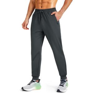 imageMAGCOMSEN Mens Fleece Joggers with Pockets Winter Warm Pants Workout Athletic Gym Sweatpants for MenDark Grey