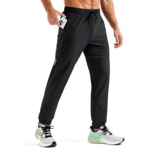 imageMAGCOMSEN Mens Hiking Pants Mens Lightweight Pants Quick Dry UPF 50 Joggers Athletic Workout Travel Casual with PocketBlack