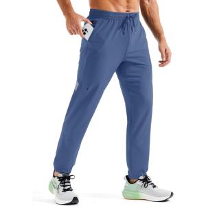 imageMAGCOMSEN Mens Hiking Pants Mens Lightweight Pants Quick Dry UPF 50 Joggers Athletic Workout Travel Casual with PocketGrey Blue