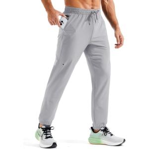 imageMAGCOMSEN Mens Hiking Pants Mens Lightweight Pants Quick Dry UPF 50 Joggers Athletic Workout Travel Casual with PocketLight Grey
