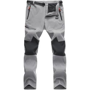 imageMAGCOMSEN Mens Hiking Pants QuickDry Water Resistant Lightweight Work Outdoor Pants with Zipper PocketsLight Grey
