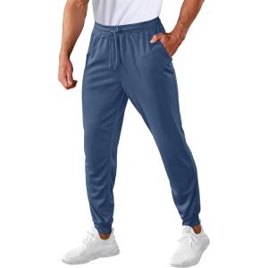 imageMAGCOMSEN Mens Joggers Sweatpants Quick Dry Running Pants with Pockets Summer Lightweight Athletic Workout PantsBlue Grey